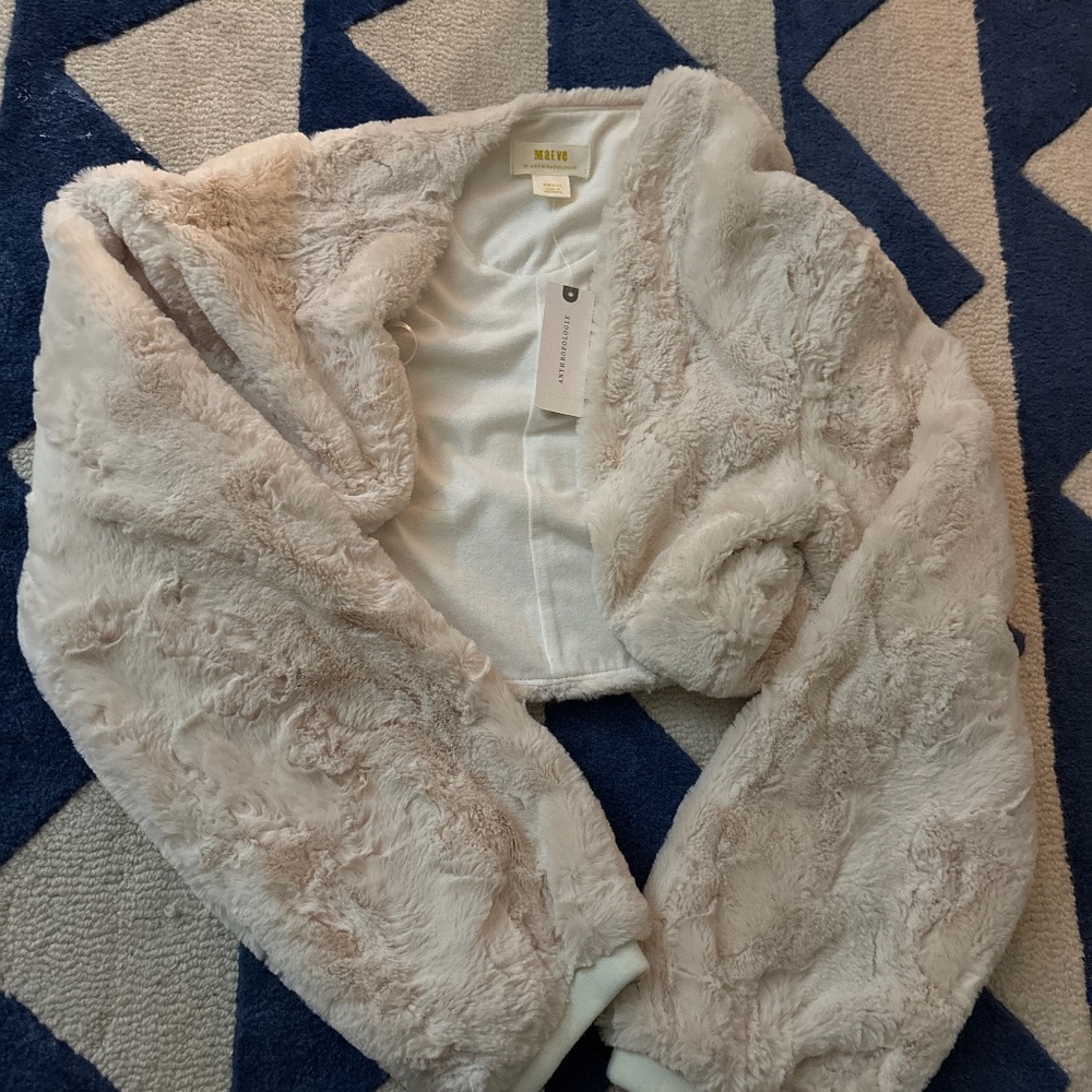 Anthropologie Maeve Faux Fur Shrug